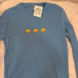 blue flower long sleeve